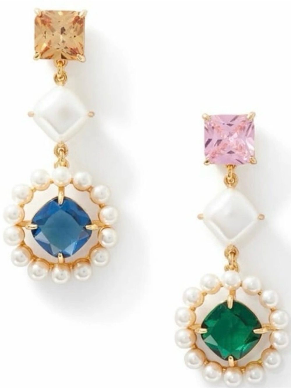 kate spade Victoria Linear Gold-Tone Drop Earrings with multicolored Stones